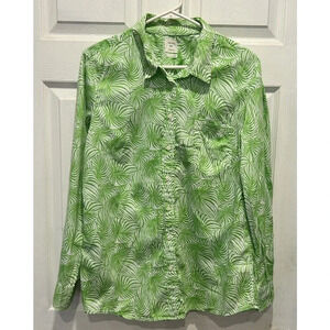 Gap Designed And Crafted Green Leaf Boyfriend Fit oxford shirt Size Large‎